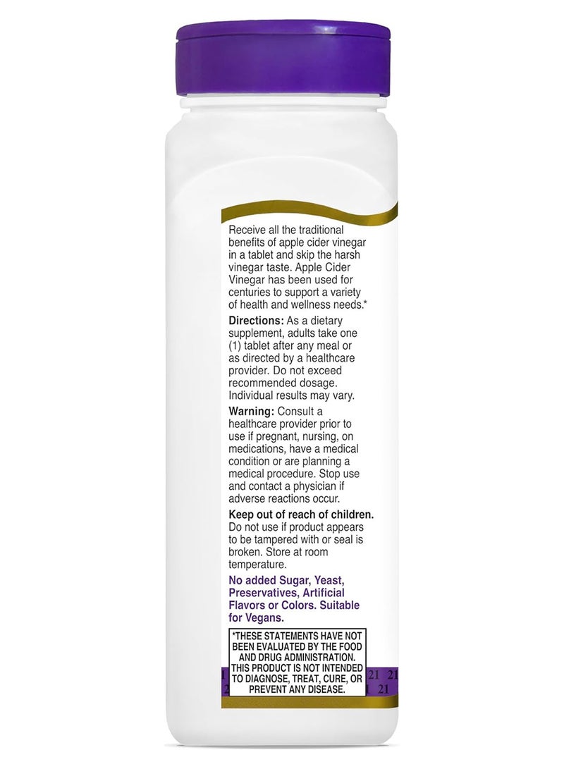 21st Century Apple Cider Vinegar 300mg - 250 Tablets - Image 3